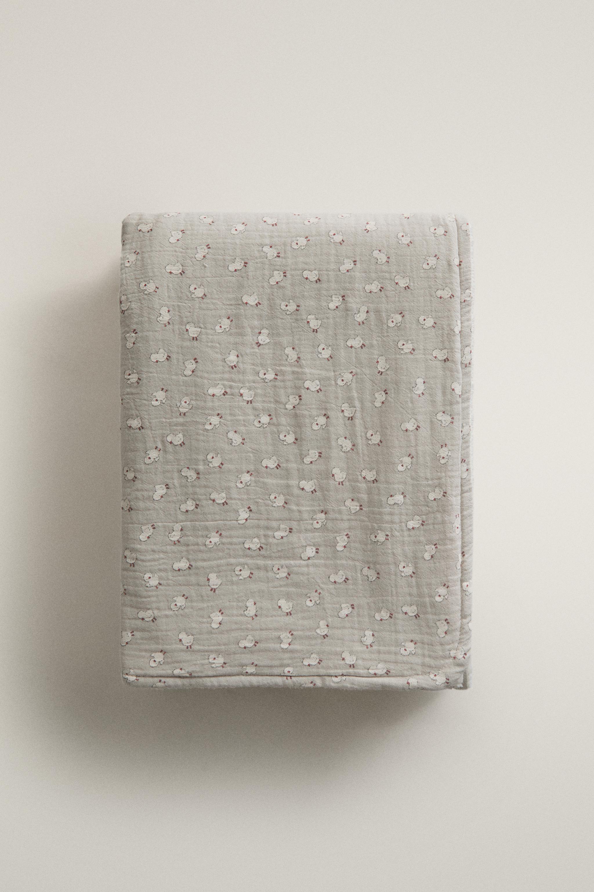 COUVERTURE BÉBÉ COTON POUSSINS